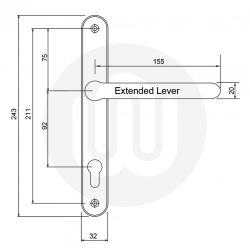 Simplefit by Fab & Fix Extended Lever Inline Lever/Lever 92PZ/92PZ Door